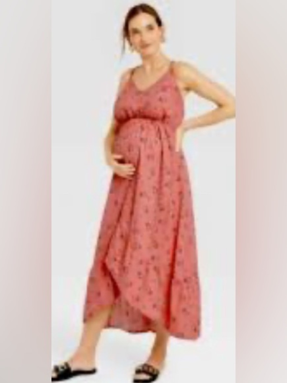 NWT-Medium Maternity Dress
Adjustable straps 
pink paisley floral ruffle hem